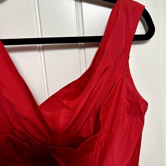 1950s Jonny Herbert Couture Red Taffeta Party Dress XS Rockabilly Pin Up Vtg - Picture 10 of 16